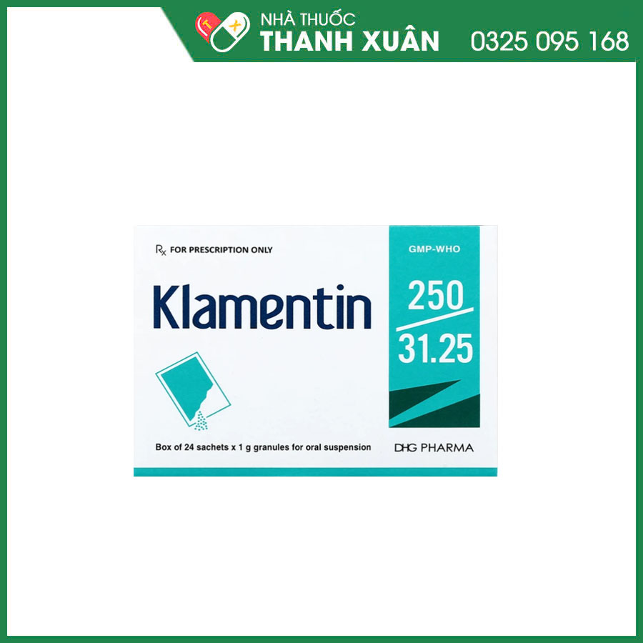 Klamentin 250/31.25 DHG Pharma điều trị nhiễm khuẩn hô hấp, tiết niệu, da&amp; mô mềm, xương khớp
